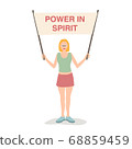 A woman with a motivational poster on a white background 68859459