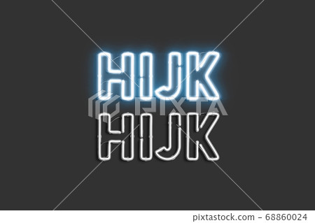 Decorative H I J K letters, neon font mock up Decorative H I J K letters, neon font mock up 68860024