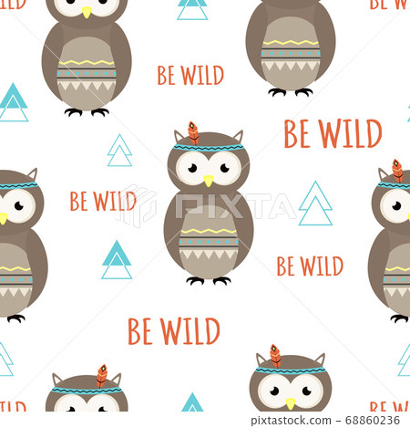 seamless owl pattern isolated on white background seamless owl pattern isolated on white background 68860236