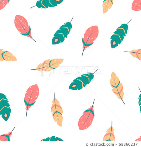 seamless boho feathers pattern isolated on white seamless boho feathers pattern isolated on white 68860237
