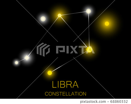 Libra constellation. Bright yellow stars. Vector Libra constellation. Bright yellow stars. Vector 68860332