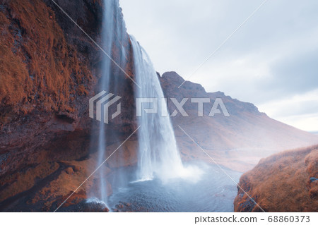 Seljalandfoss waterfall in autumn time, Iceland 68860373