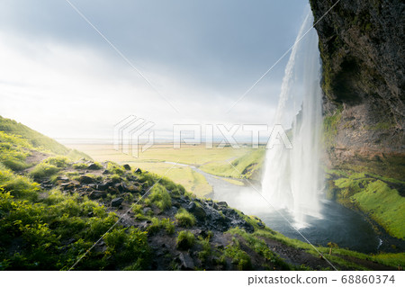 Seljalandfoss waterfall in summer time, Iceland Seljalandfoss waterfall in summer time, Iceland 68860374