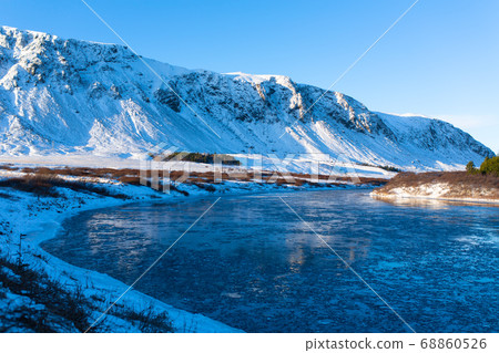 Iceland's breathtaking winter landscapes. River Iceland's breathtaking winter landscapes. River 68860526