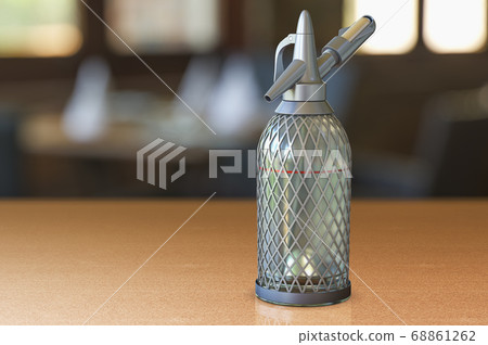Siphon Seltzer Bottle on the wooden table Siphon Seltzer Bottle on the wooden table 68861262