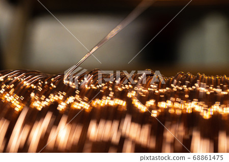 Production of copper wire, cable in reels at factory. Cable factory. Production of copper wire, cable in reels at factory. Cable factory. 68861475