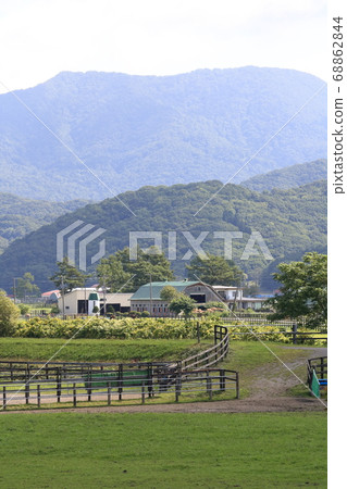 Scenery with a farm in the Hidaka region of Hokkaido 68862844