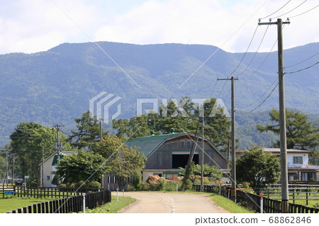 Scenery with a farm in the Hidaka region of Hokkaido Scenery with a farm in the Hidaka region of Hokkaido 68862846