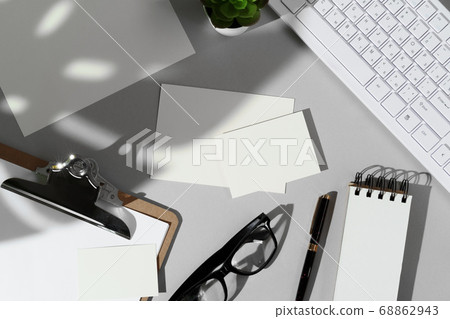 Flat lay composition with blank stationery mock-up 68862943