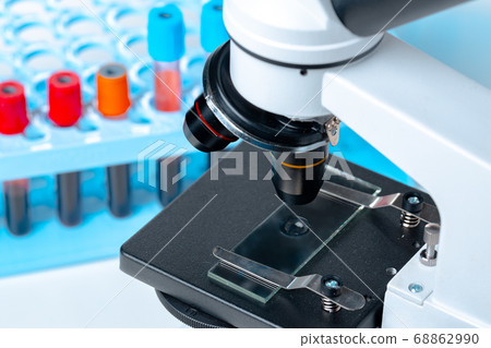 Microscope with test tubes for research close up 68862990