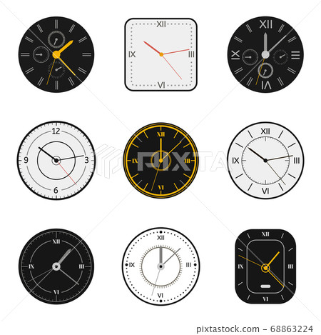 Modern watch face. Clock round scale faces,... - Stock Illustration ...