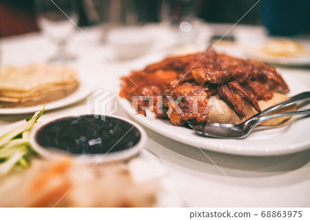 Chinese food Peking duck Beijing Roasted Chinese restaurant dining in China for Chinese New Year Chinese food Peking duck Beijing Roasted Chinese restaurant dining in China for Chinese New Year 68863975