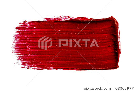 Stain swatch of a red matte lipstick on white background Stain swatch of a red matte lipstick on white background 68863977