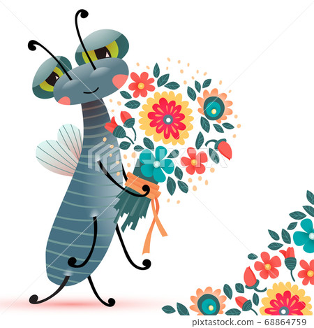 Funny insect with a bouquet Funny insect with a bouquet 68864759
