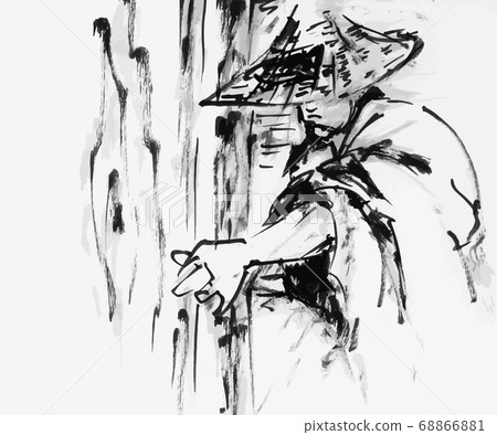武士，sumi-e武士的插圖 68866881