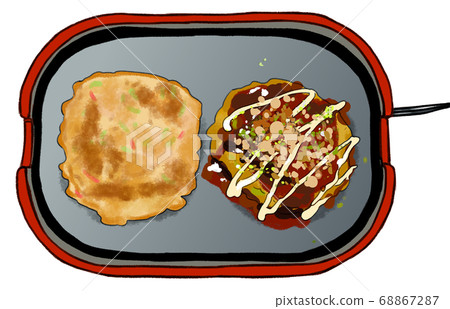 Hot plate, okonomiyaki, line drawing available Hot plate, okonomiyaki, line drawing available 68867287