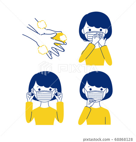 如何戴口罩女插畫 如何戴口罩女插畫 68868128