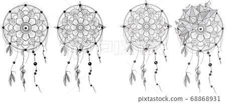 Dream catch line art seamless pattern background 68868931