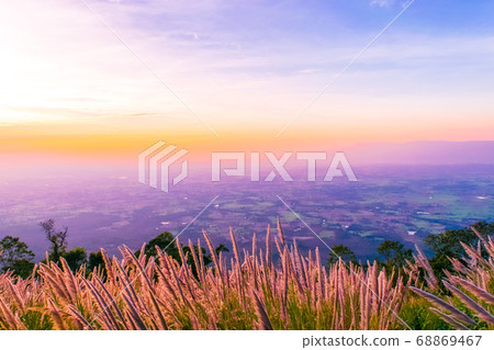 Sunset at Pha Hou Nak of Chaiyaphum, Thailand. Sunset at Pha Hou Nak of Chaiyaphum, Thailand. 68869467
