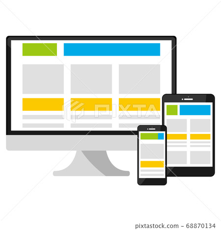 台式電腦/平板電腦/智能手機的插圖 台式電腦/平板電腦/智能手機的插圖 68870134