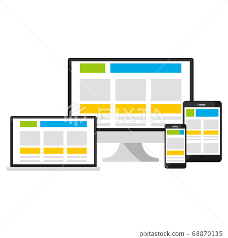 Illustration of desktop, laptop, tablet and smartphone 68870135