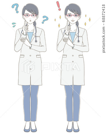 Medical/doctor hand-drawn style full body illustration set of a female doctor wearing a white coat and wearing glasses Medical/doctor hand-drawn style full body illustration set of a female doctor wearing a white coat and wearing glasses 68872418