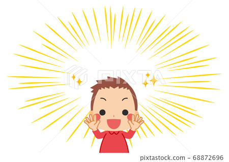 Cartoon style background with a little boy who is surprised and happy Cartoon style background with a little boy who is surprised and happy 68872696