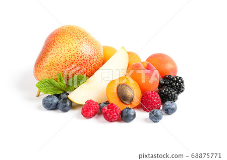 Group of sweet fruits isolated on white background Group of sweet fruits isolated on white background 68875771