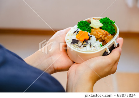 Woman with handmade lunch 68875824