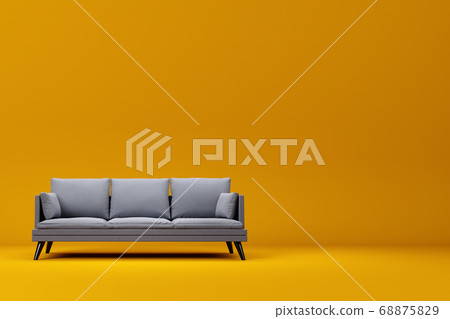 grey couch yellow pillows