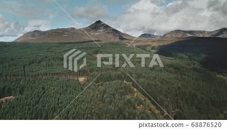 Scotland Mountains landscape aerial wide shot: Goatfell with for Scotland Mountains landscape aerial wide shot: Goatfell with for 68876520