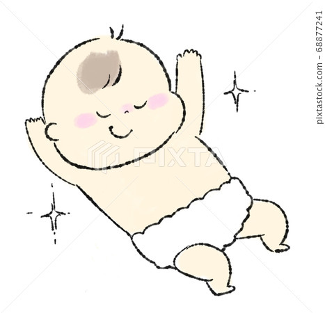 Illustration of a baby who gets smooth with skin care 68877241