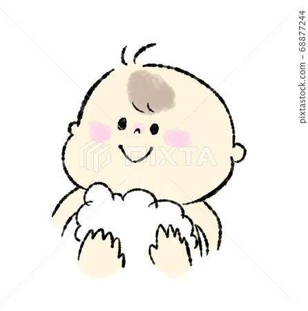 Illustration of a baby who gets smooth with skin care 68877244