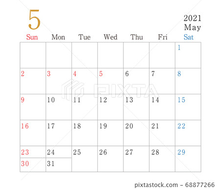 2021年5月日曆 插圖素材 68877266 Pixta圖庫