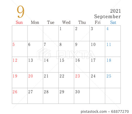 2021年9月日曆 插圖素材 68877270 Pixta圖庫