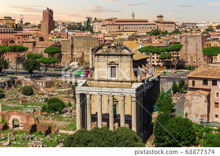 Temple of Antoninus and Faustina in the Roman Forum, Rome, Italy 68877374