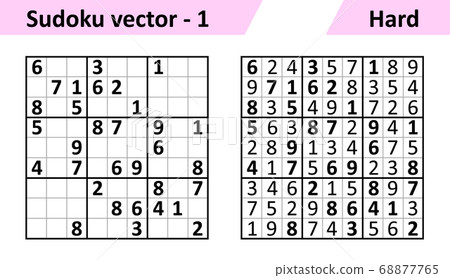 Sudoku game with answers. Simple vector design set Sudoku game with answers. Simple vector design set 68877765