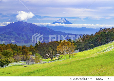 Mt. Fuji seen from Makiba Park in Kiyosato Kogen at Hokuto City, Yamanashi Prefecture 68879038