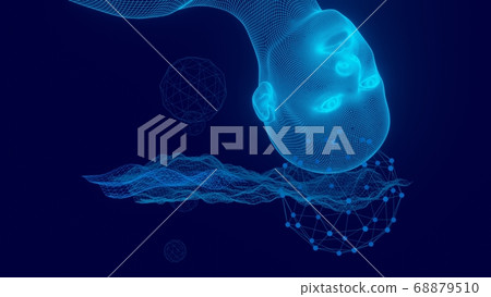 Human head neon mesh upside down Human head neon mesh upside down 68879510