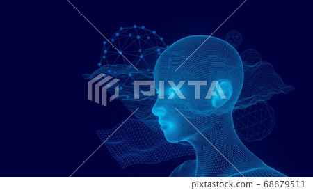 Human and technology integration concept Human and technology integration concept 68879511