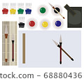 東方繪畫藝術工具刷油漆插圖 68880436