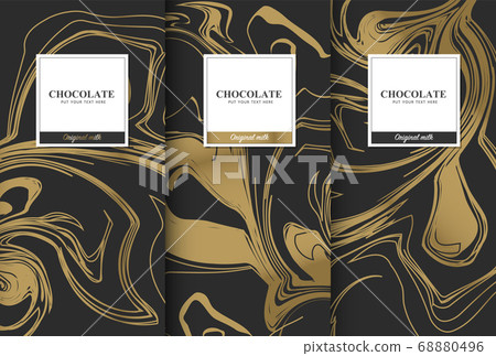Chocolate bar packaging set. Trendy luxury product branding template with label pattern for packaging. 68880496