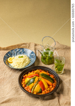 North African Cuisine Couscous Boiled chickpeas with couscous North African Cuisine Couscous Boiled chickpeas with couscous 68880765