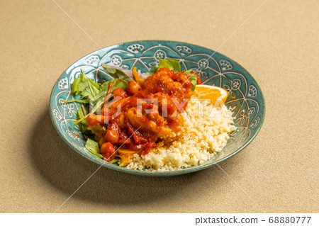 North African Cuisine Couscous Boiled chickpeas with couscous North African Cuisine Couscous Boiled chickpeas with couscous 68880777