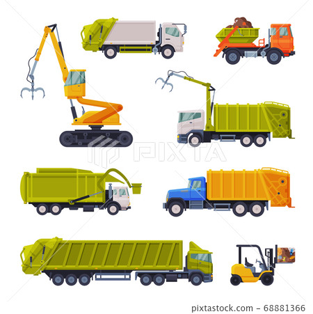 Special Vehicles Set, Garbage Truck, Bulldozer, Waste Collection, Transportation and Recycling Concept Flat Style Vector Illustration Special Vehicles Set, Garbage Truck, Bulldozer, Waste Collection, Transportation and Recycling Concept Flat Style Vector Illustration 68881366