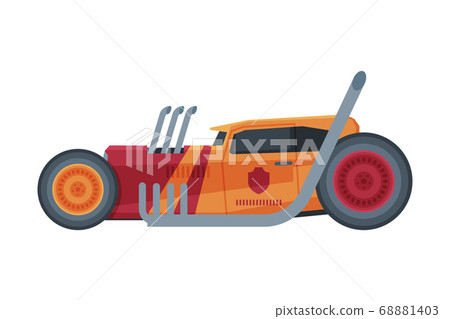 Retro Style Race Car, Old Sports Hot Rod Automobile Vector Illustration on White Background Retro Style Race Car, Old Sports Hot Rod Automobile Vector Illustration on White Background 68881403