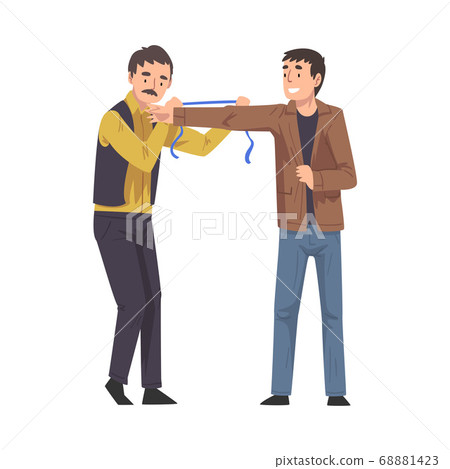 Dressmaker Measuring Man with Tape, Male Clothing Designer Tailor Working at Atelier Vector Illustration Dressmaker Measuring Man with Tape, Male Clothing Designer Tailor Working at Atelier Vector Illustration 68881423