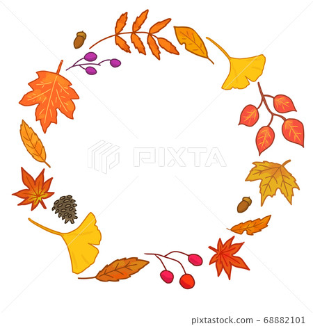 Round frame of autumn leaves - Stock Illustration [68882101] - PIXTA