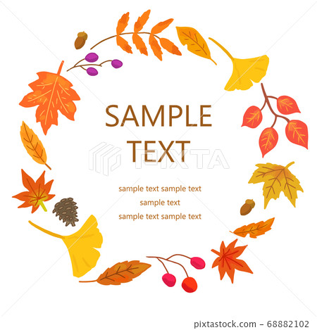 Round frame of autumn leaves - Stock Illustration [68882102] - PIXTA