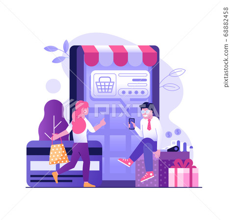 Mobile Online Payment Concept in Flat Design - Stock Illustration ...